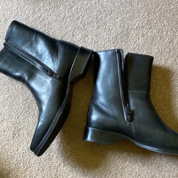 Cole Haan square toe zip up boots with logo embellishment. - Picture 3 of 3